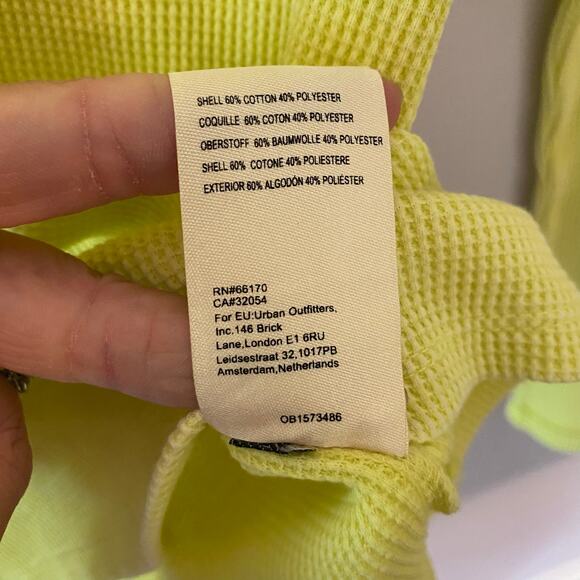 Pilcro Anthropologie Women's size Small Chartreuse Waffle Knit Long Sleeve Top - Picture 8 of 8